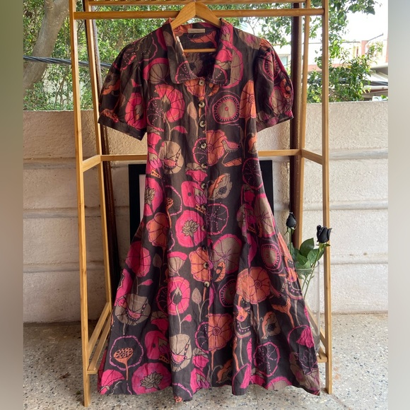 Floral Cotton Dress. Size- L - Picture 4 of 10